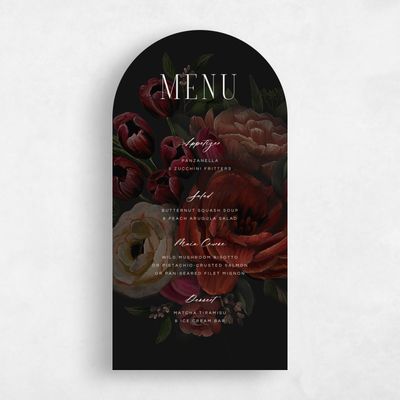 Black Arch Wedding Menu - Malina