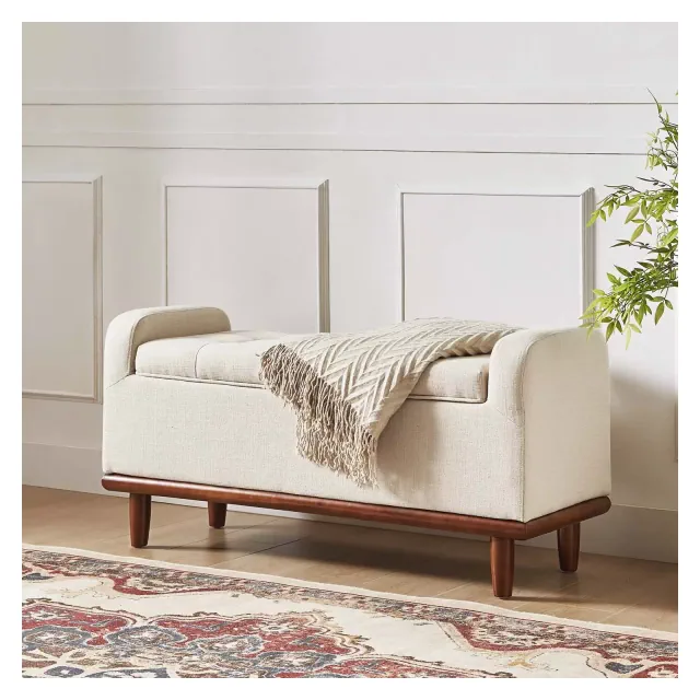 Edgaro Upholstered Storage Bench for Bedroom| ARTFUL LIVING DESIGN-IVORY