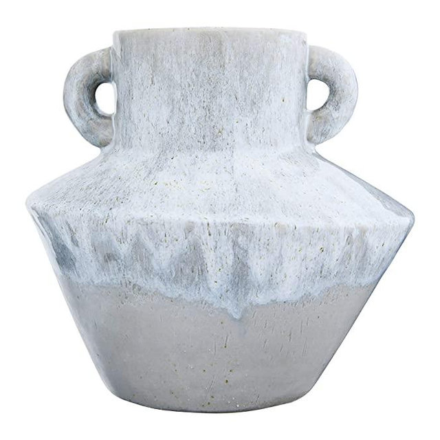 Bloomingville 8.25" H Stoneware Reactive Glaze Finish & Vertical Handles (Each one Will Vary) Vase, Mint