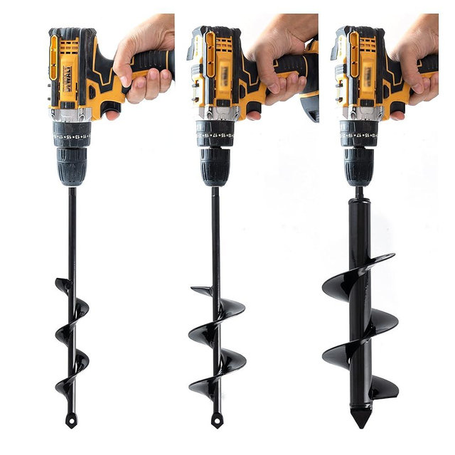 VASGOR Set 3 (1.6x16, 2.6x16, 3.5x16) Solid Shaft Auger Drill Bit for Planting - Easy Planter Garden Auger - Bulb & Bedding Plant Augers - Post Hole Digger for 3/8” Hex Drive Drill