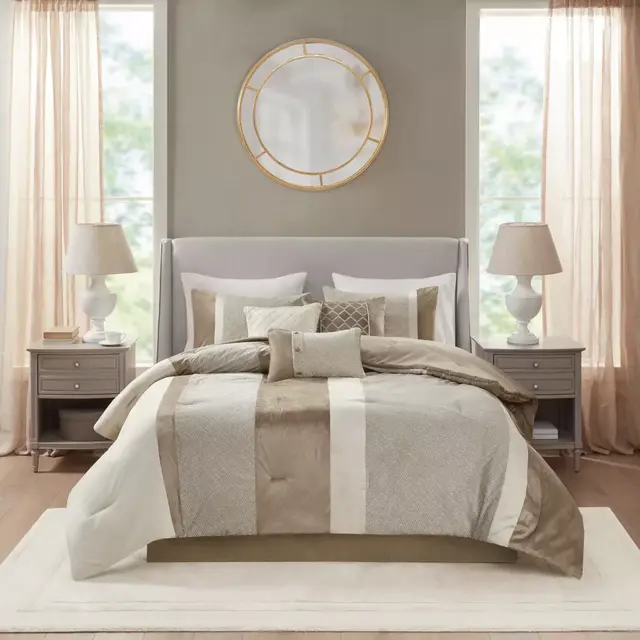 Madison Park® Atley 7-Piece Queen Comforter Set in Taupe/Brown