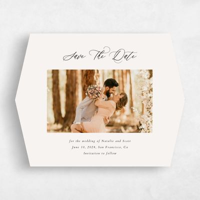 Beige Diamond Wedding Save the Date - Chapel Photo
