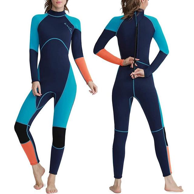OMGear Wetsuit Men Women 3mm Neoprene Full Body UV Protection One Piece Long Sleeves Scuba Diving Suits Back Zipper Swimsuit for Scuba Diving Surf Snorkeling Swimming