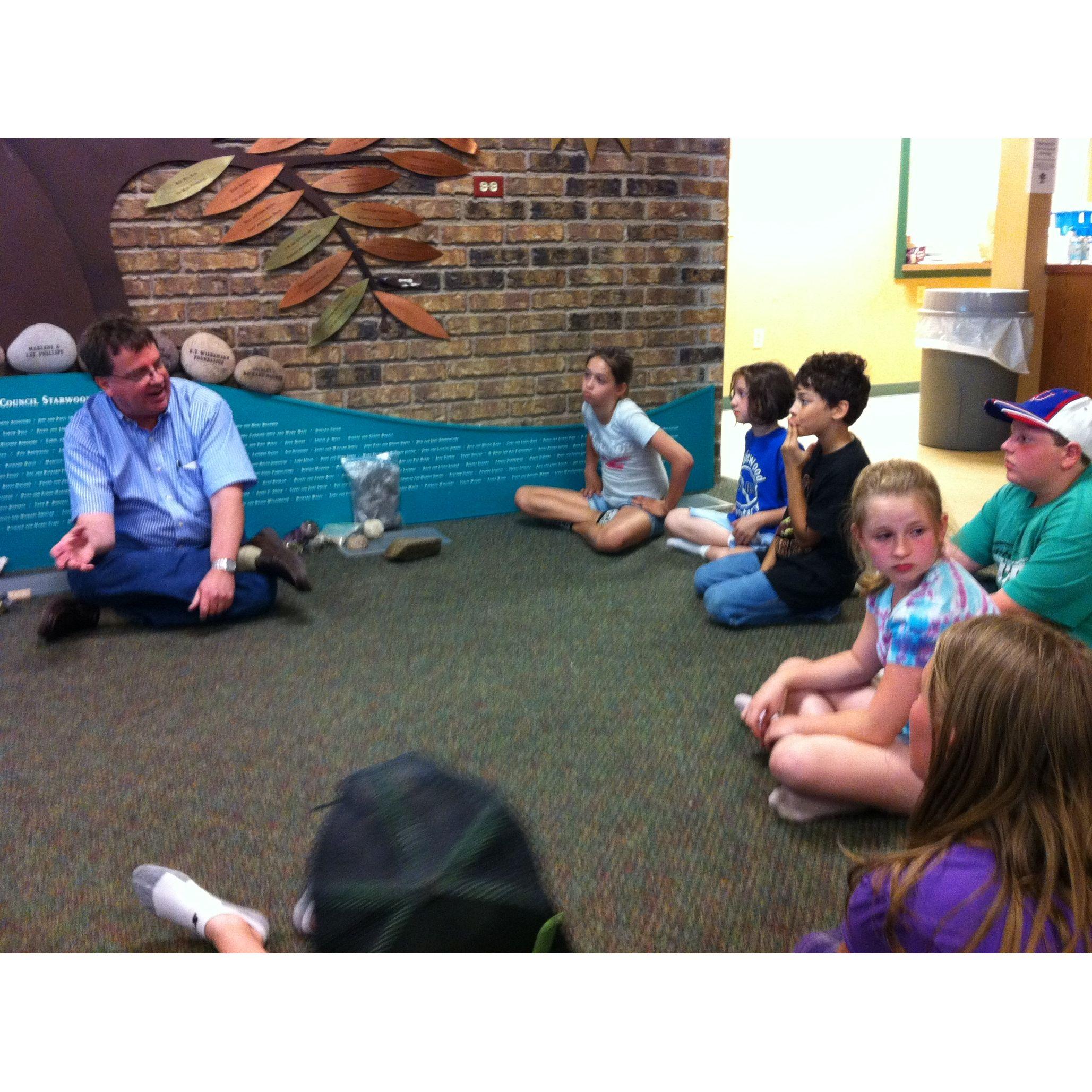 Our first picture in 4th grade! Tyler is in the KU hat and Kaylee is in the tie-dye shirt