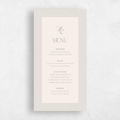 Linen, Beige Wedding Menu - Tristabelle