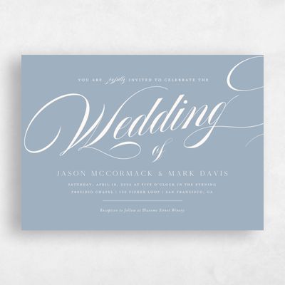 Powder Blue Wedding Invitation - Marquis Landscape