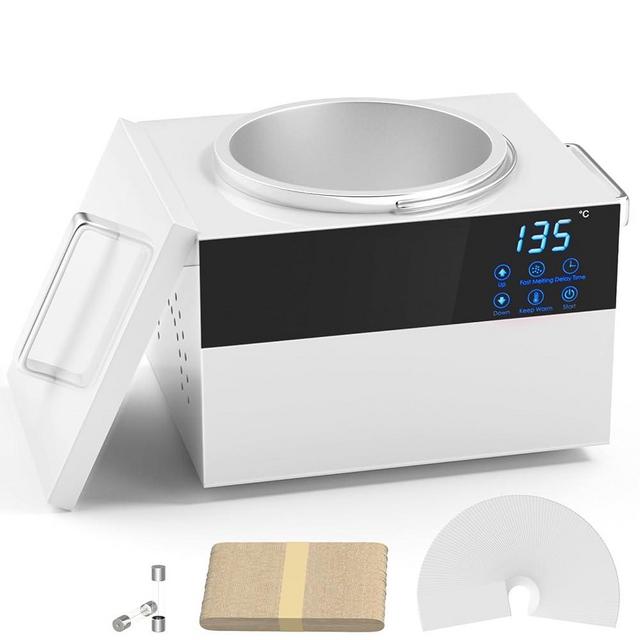 Professional Hair Removal Wax Pot, 5.5Lbs Adjustable Temperature, Touch Control Display Warmer, Machine for Salon, Self-use and Beauty (White)