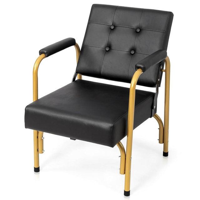 Winado Auto Recline Shampoo Chair, Adjustable Salon Barber Chair with Tilted Backrest, Heavy Duty Spa Beauty Equipment for Shampoo Bowl, Hair Stylists, Tattoo Artists, Cosmetologists, Gold