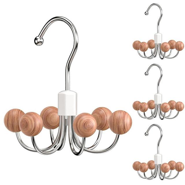 OHIYO 4-Pack 360° Swivel Hoodie Hangers with 6 Cedar Balls, Closet Organizer for Bra, Scarves, Belts, Purse & Accessories Storage