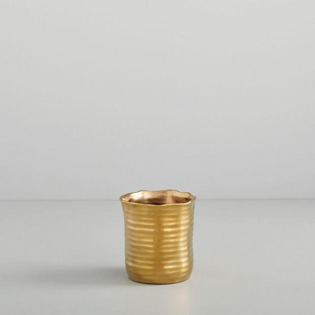 Molten Brass Vase, Small, Straight, Polished Brass
