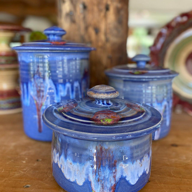 Blue Moon Handmade Kitchen Canisters - Ceramic Storage Jars, 3 sizes