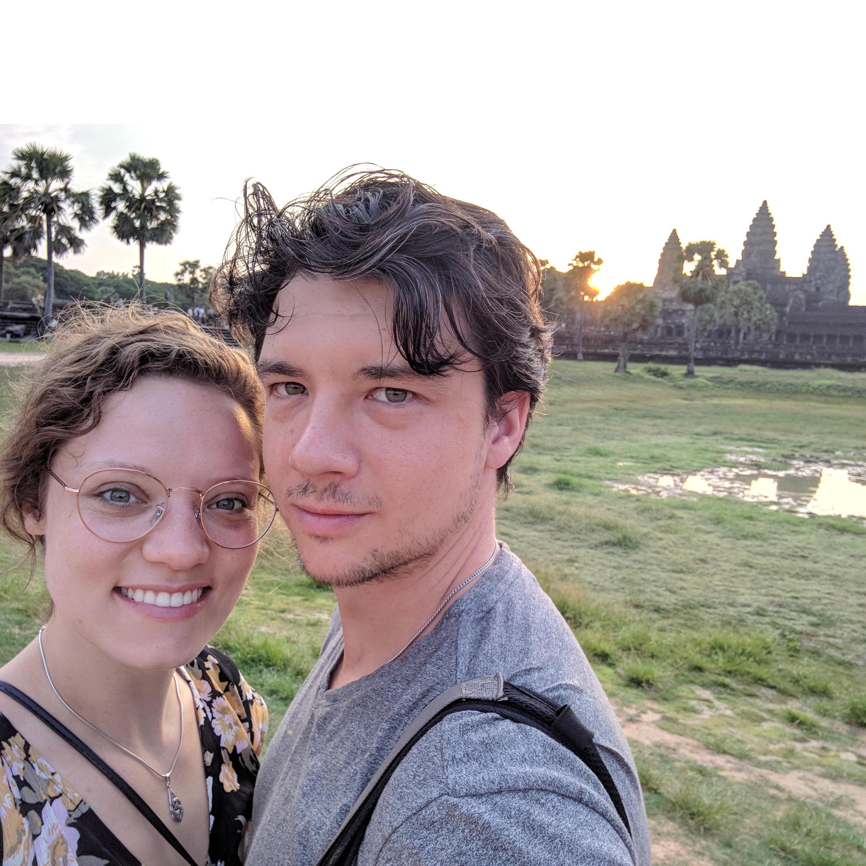 Angkor Wat sunrise tour in Siem Reap, Cambodia. Gotta say, 5am looks good on him!