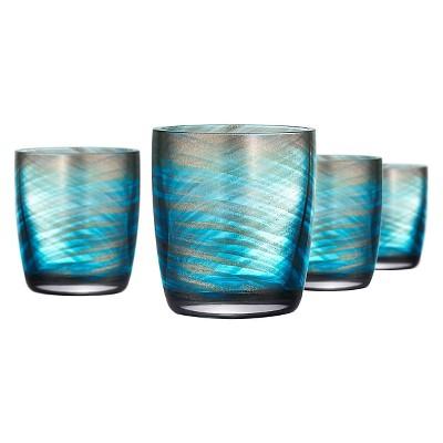 Artland Misty 10oz Double Old Fashioned Glasses - Set of 4 Aqua