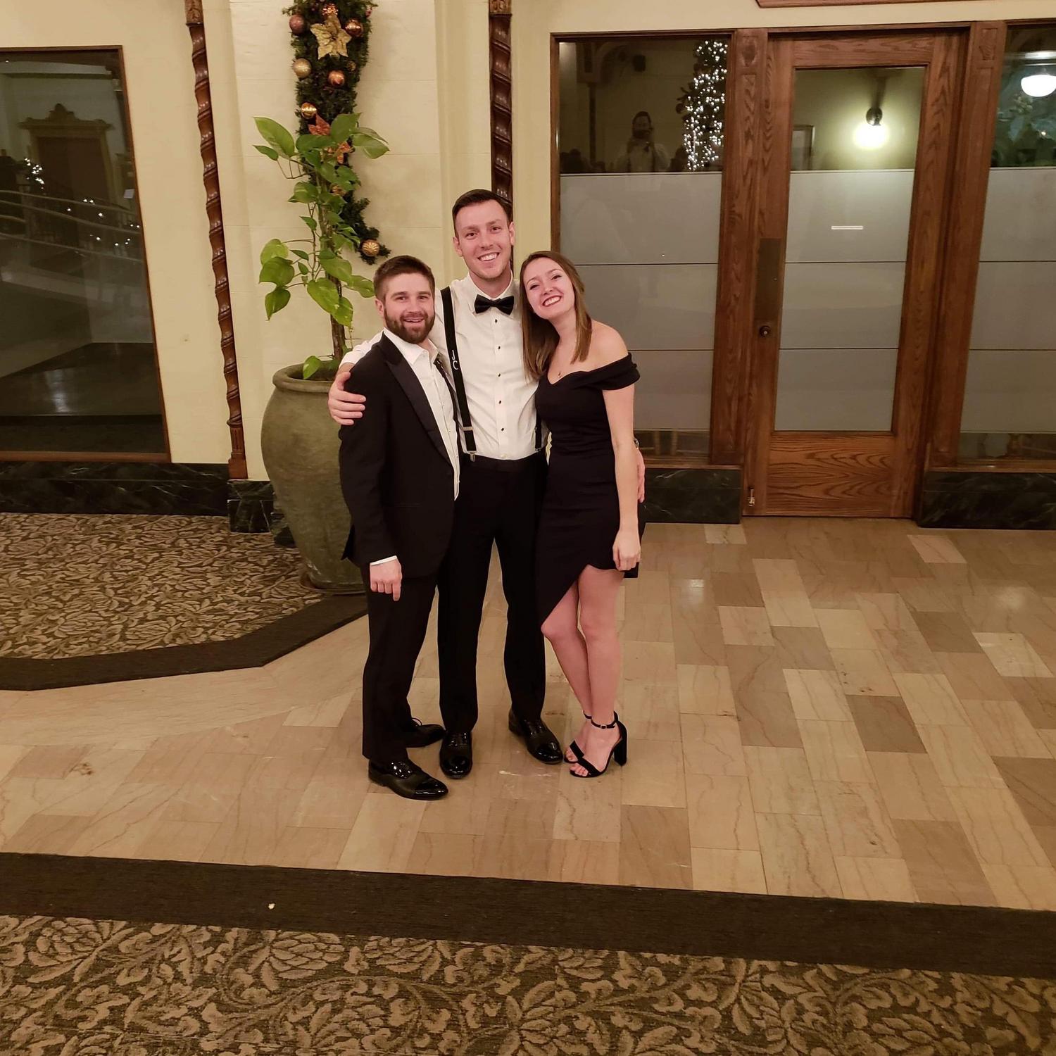 December 2018.
John (groomsman), Jay, and Courtney.
The day we learned that John is related to Courtney (on the Occhino side).