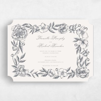 Grey Ticket Wedding Invitation - Iniguez Landscape