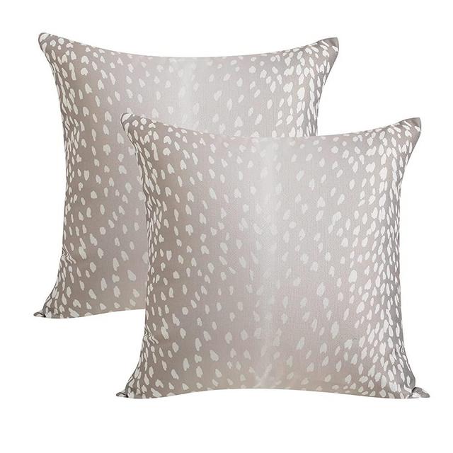 Set of 2 Antelope Pillow Covers, 18x18 Inch Soft Linen Faux Fawn Animal Print Modern Euro Throw Pillow Covers, Square Neutral Accent Pillow Case Sham for Couch Sofa Bedroom Decorative Brown and White
