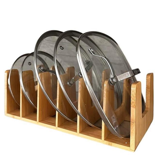 Bamboo Lid Organizer for Cabinet. Wood Cabinet Organizer. Tupperware Organizer for cabinet. Pan Lid Organizer. Tupperware Lid Organizer. Lid Organizer for Plastic Lids. Tupperware Storage Organizer.