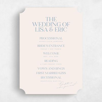 Blue Ticket Wedding Program - Menton