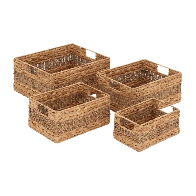 Ridge Road Décor 4-Piece Braided/Woven Seagrass Basket Set