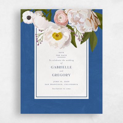 Dusty Cobalt, Blue Wedding Save the Date - Verano Portrait