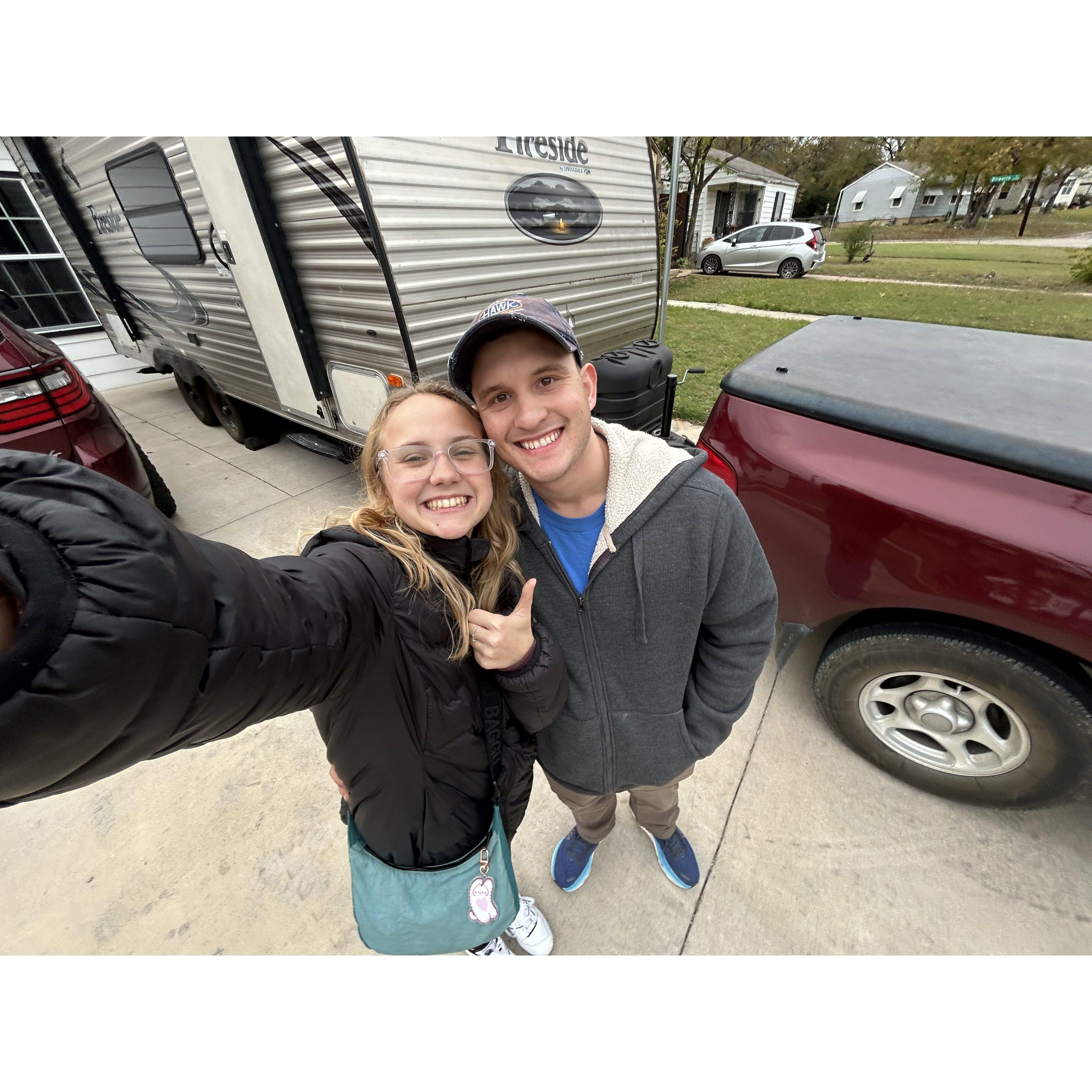 We bought a small travel trailer together to take weekend trips.