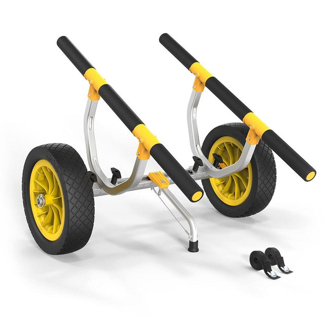 Bonnlo Kayak Cart, Heavy Duty Universal Kayak Trailer Adjustable Width 6.3"-18.7" Canoe Cart Dolly with 12" Flat-Free Kayak Wheels and Kickstand, 450 Lb Weight Capacity Kayak Trolley Transport