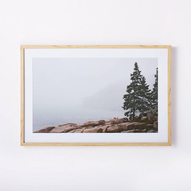 36" x 24" Whitewash Foggy Seaside Framed Wall Art Brown - Threshold™ designed with Studio McGee