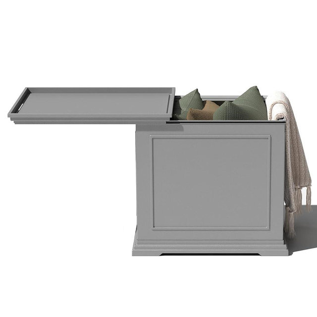 Veradek Brixton Tray Table - 2-in-1 Outdoor Side Table with Storage and Tray for Patio/Porch | Durable All-Weather Resistant | Classic & Functional