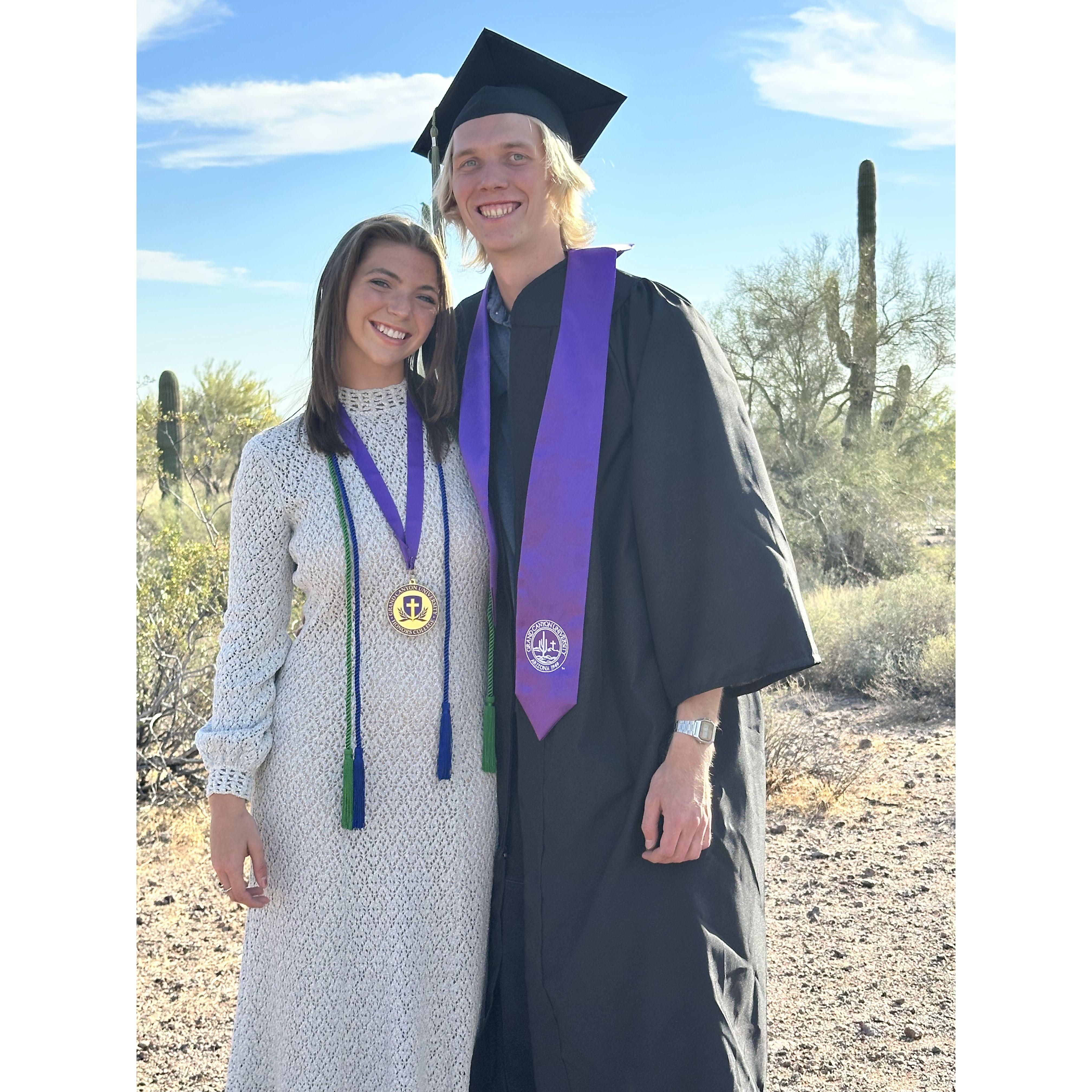 We graduated on the same day and borrowed each other's gown!