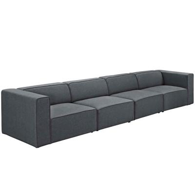 Mingle 4pc Upholstered Fabric Sectional Sofa Set Gray - Modway