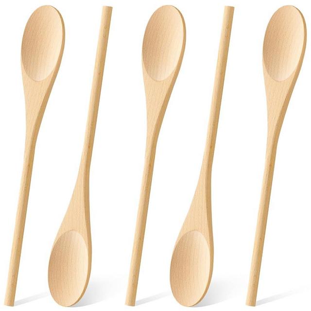 MORGLES 5PCS Wooden Spoons for Cooking, 12 inches Long Handle Spoons for Mixing,Tasting Stirring food, Large Wooden Cooking Utensils for Cooking and Crafts