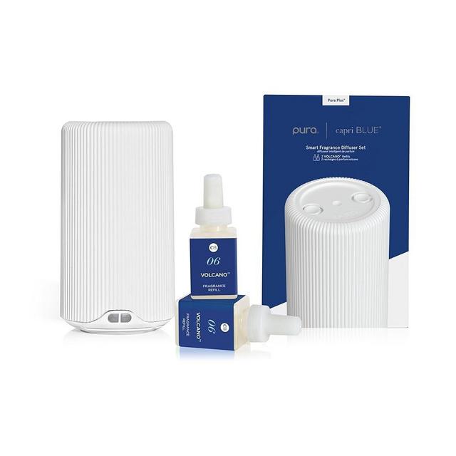 Capri Blue Pura Plus Smart Home Fragrance Diffuser Kit - Includes 1 Pura Diffuser and 2 Volcano Pura Refills - Notes of Tropical Fruits & Sugared Citrus