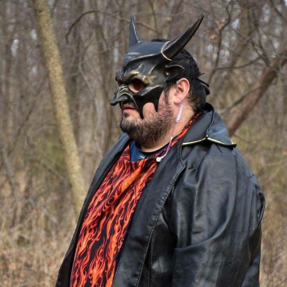 Gene playing Julia's villain at the LARP they attended.