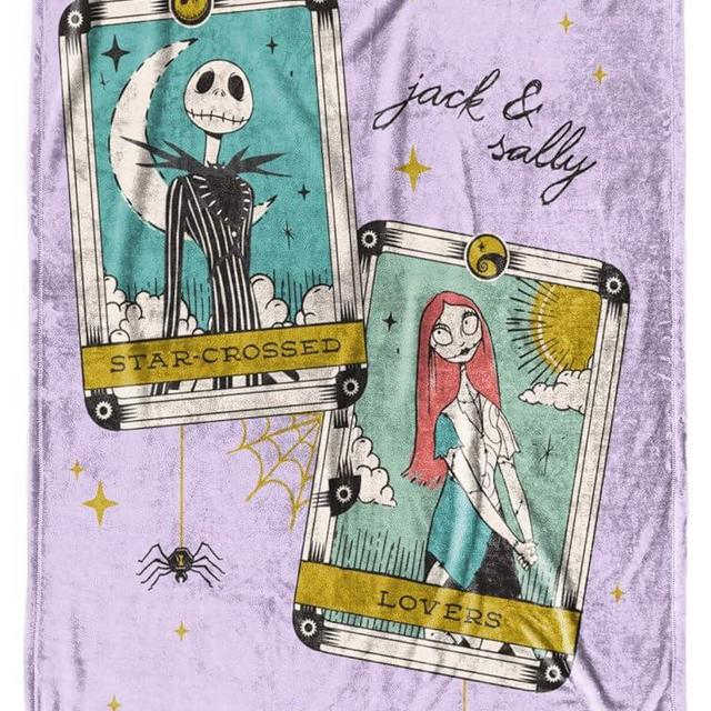 Disney Nightmare Before Christmas Tarot Cards Throw Blanket - Measures 50 x 70 inches - Fade Resistant Super Soft Fleece Bedding (Official Product)