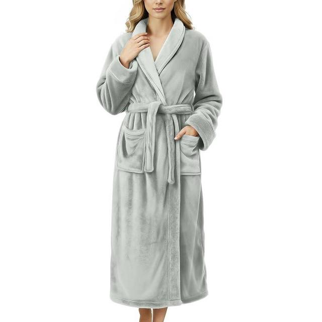 NY Threads Women's Fleece Shawl Collar Bathrobe Plush Long Spa Robe, Medium