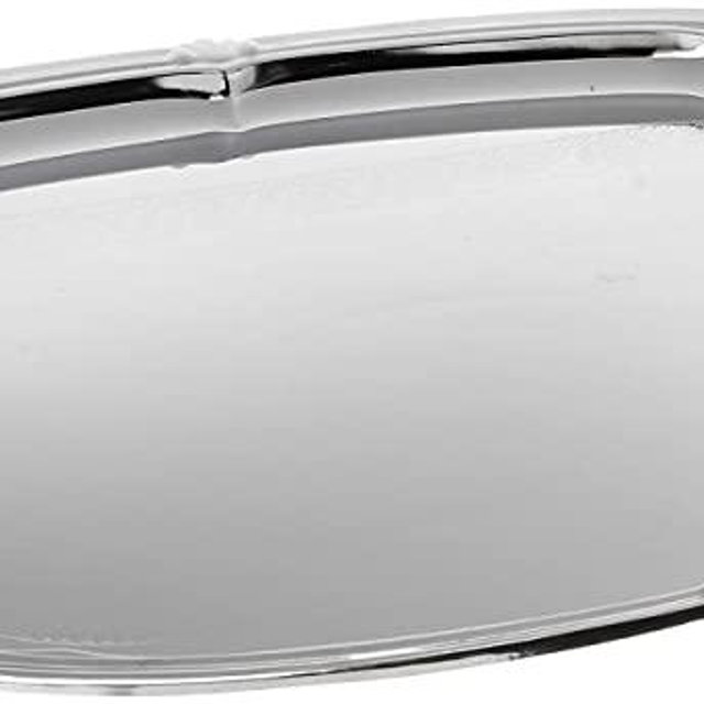 Winco CMT-1912 Oblong Tray with Integrated Handle, Chrome,Medium