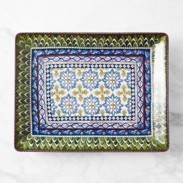 Sicily Ceramic Rectangular Platter, Blue & Green