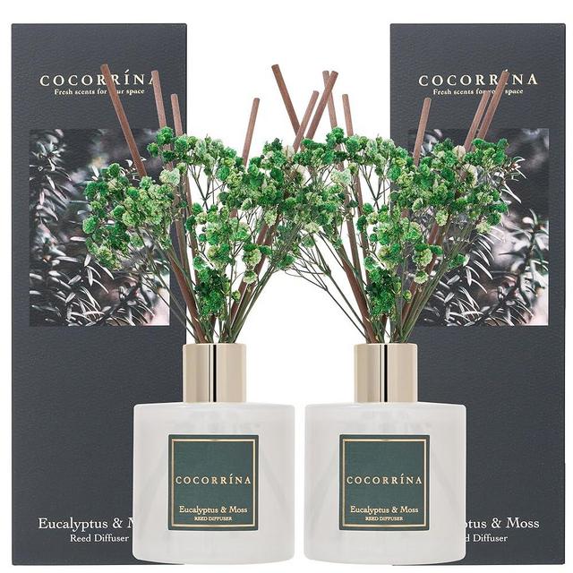 Cocorrína Reed Diffuser Set - Eucalyptus & Moss Reed Diffuser 2 Packs 6.7oz Scent Fragrance Oil Diffuser for Bedroom Bathroom