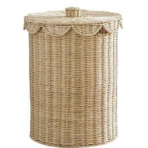 Round Woven Rattan Storage Basket With Lid, Round Laundry Hamper For Clothes, Blankets, Snacks, Or Kitchen Sundries, Handmade Woven Basket Organizer With Cover (1 pc)