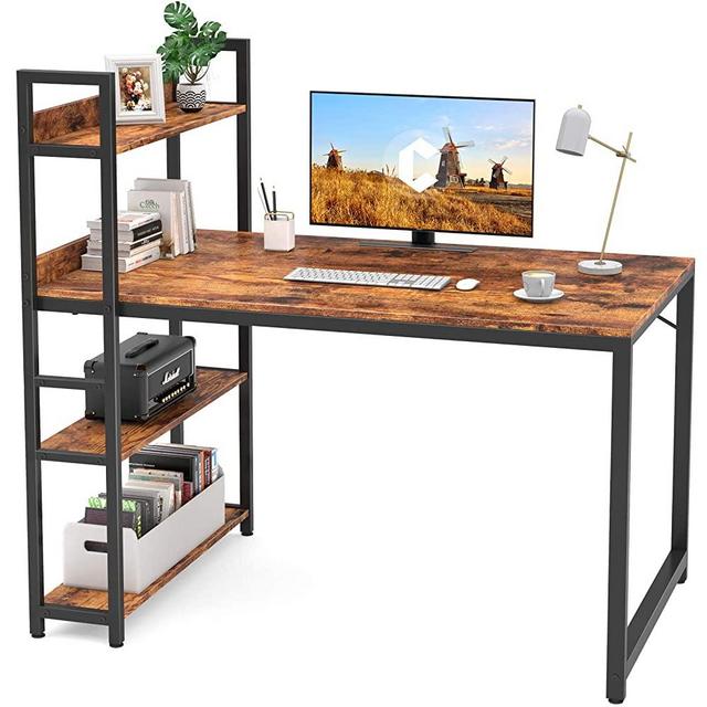 CubiCubi Computer Desk 47 inch with Storage Shelves Study Writing Table for Home Office,Modern Simple Style, Rustic Brown