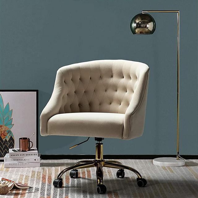Home Office Arms Task Chair with Swivel for Study Bedroom Desk Chair - Tan