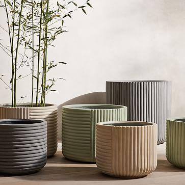 White Large Cecilia Ficonstone Indoor/Outdoor Planters