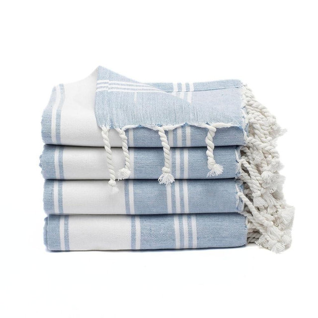9Threads Cotton Turkish Beach Towel Towels Oversized 36"x72" Pool Absorbent Extra Large Quick Dry Sand Travel Towel (Sky Blue, 4 Pack)