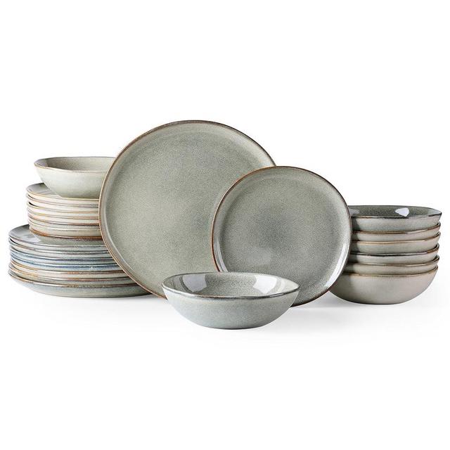 AmorArc Ceramic Dinnerware Sets of 8,Handmade Reactive Glaze Plates and Bowls Set,Highly Chip and Crack Resistant | Dishwasher & Microwave Safe,Service for 8 Dishes Set (24pc)