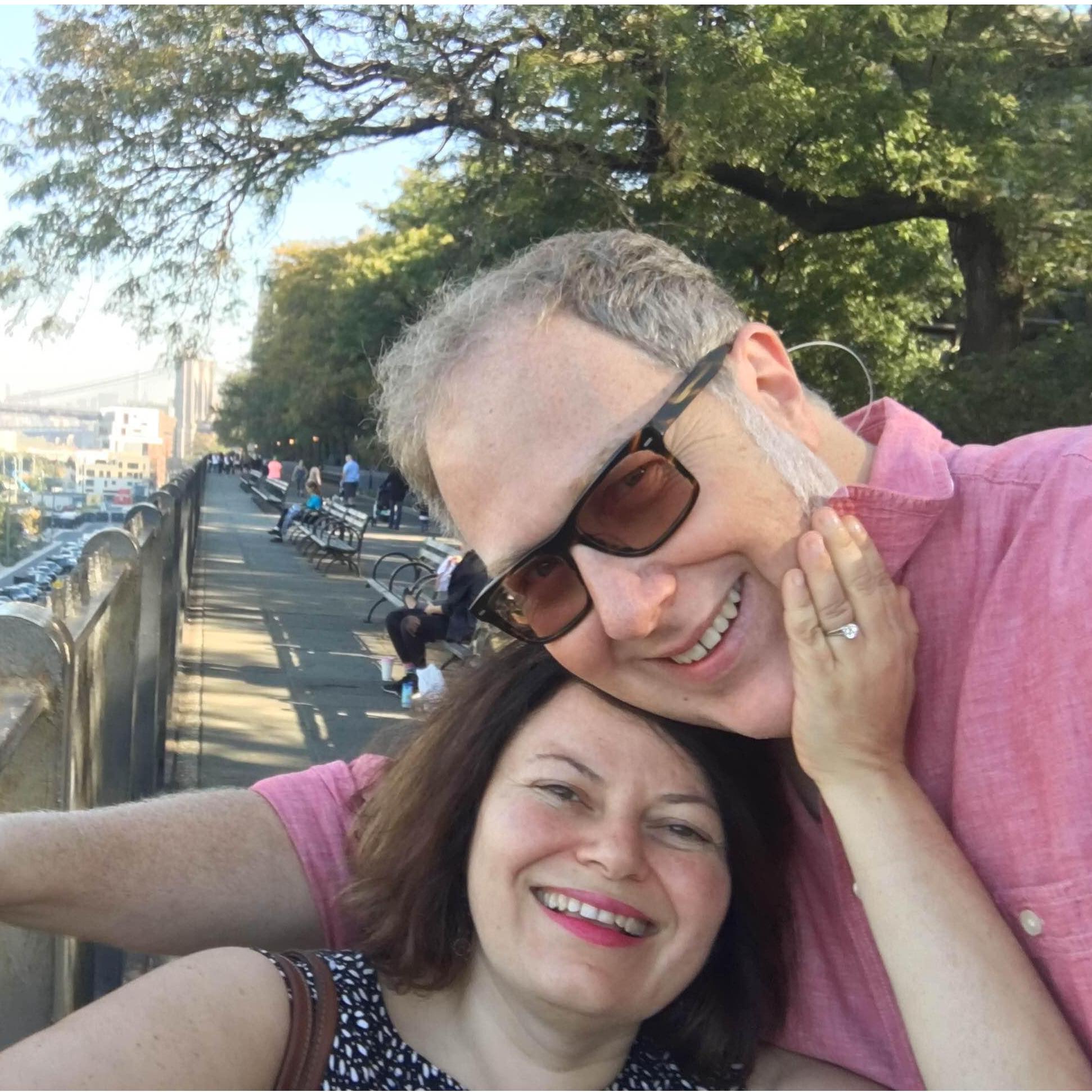 October 19, 2016. The Proposal, at the Brooklyn Bridge Promenade, three days after I rode the motorcycle. Guess I really sealed the deal with that bike helmet.