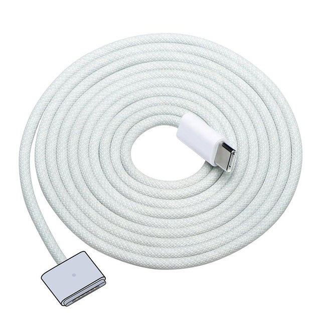 DERLULU USB-C to Magnetic 3 Fast Charge Cable (2 m/6.6 ft), USB C Cable Compatible with MacBook Air (15/13-inch M3 2024, 15-inch M2 2023, 13-inch M2 2022), MacBook Pro (16/14-inch 2023/2021), Silver