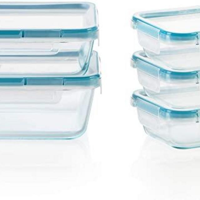 Snapware Total Solution Glass Food Storage Set (10-Piece, BPA Free Plastic Lids, Meal Prep, Leak-Proof)