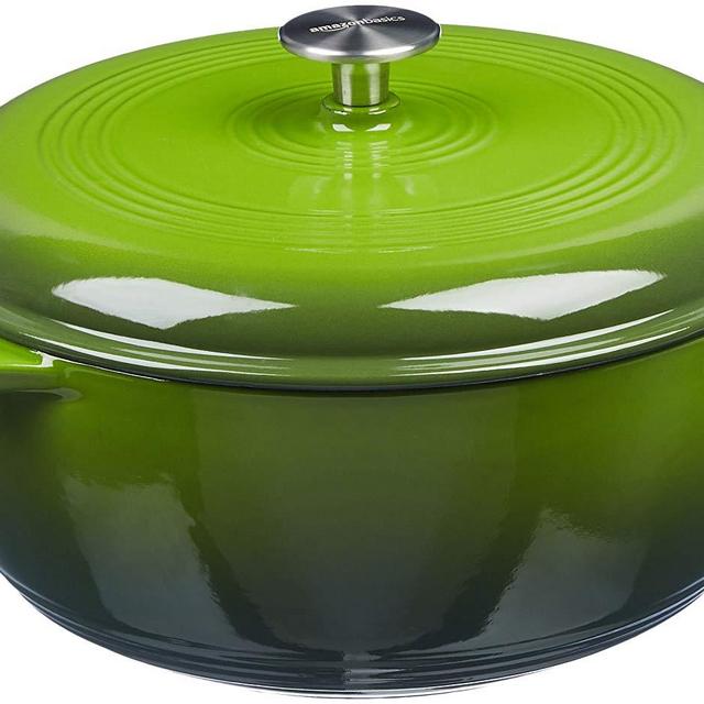 AmazonBasics Enameled Cast Iron Dutch Oven - 6-Quart, Green