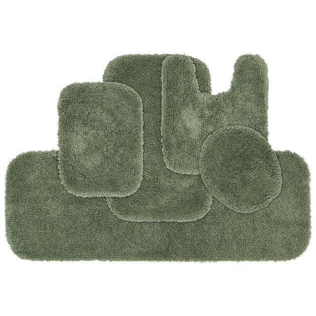 5pc Serendipity Shaggy Nylon Washable Bathroom Rug Set Deep Fern - Garland Rug