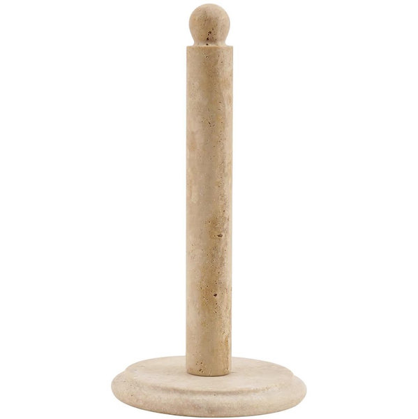 SPESHSTONES Marble Paper Towel Holder 12.5 Inch Travertine Paper Towels Organizer for Kitchen Countertop Storage, Stone Freestanding Toilet Paper Roll Stand for Bathroom Decor